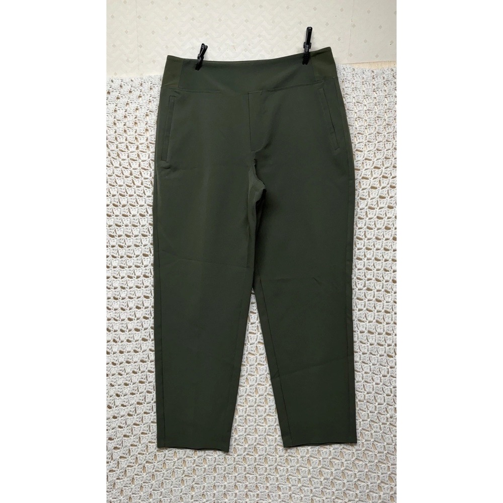 Athleta Pants Women's 12 Green Pull On High Rise Travel Pants With Pockets Ankle